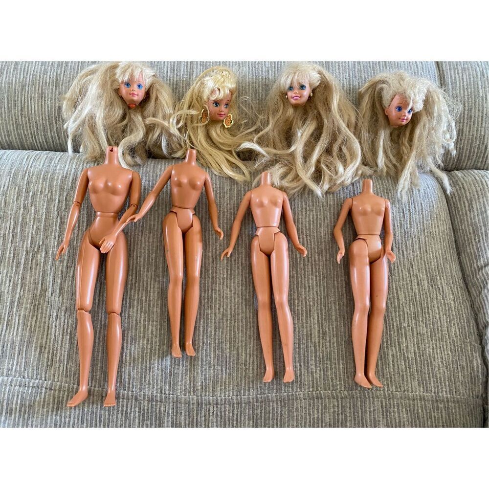 Lot of 4 Flawed Mattel Vintage Barbie Dolls Art Crafts Oddities Goth Punk Emo